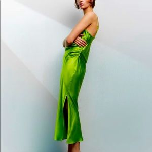 Green Zara Draped Lingerie Style Dress